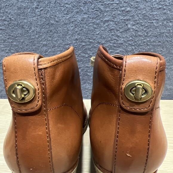 Coach Nikol Leather Lace Up High Heels Bootie Brown Womens Size 9.5B Q1666 - Picture 5 of 12